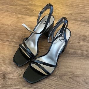 Black block heel sandals